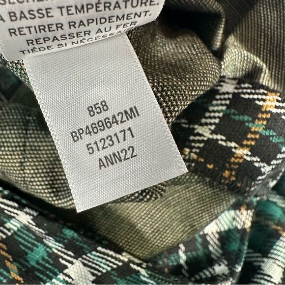 BP Women's 1X NWOT Pants Green Julia Plaid Flare O-Ring Zip High Rise - Picture 12 of 14